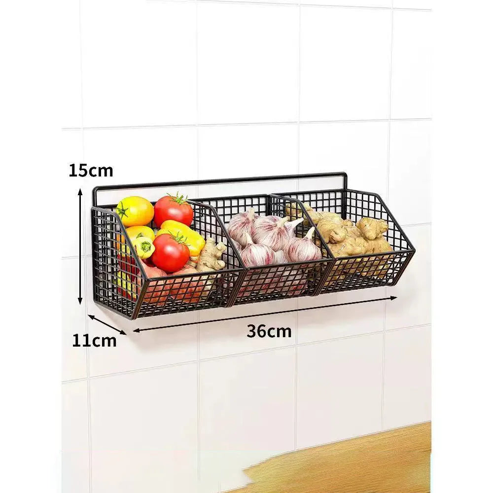 Kitchen Wall Hanging Storage Rack Multi-functional Onion Ginger Garlic Storage Rack Storage Box Basket Vegetable Basket