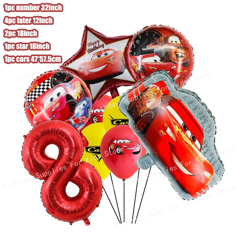 Disney Cars Birthday Decoration Cartoon Lightning Mcqueen Party Paper Plates Napkins Cups Balloon Event Supplies Baby Shower Kid