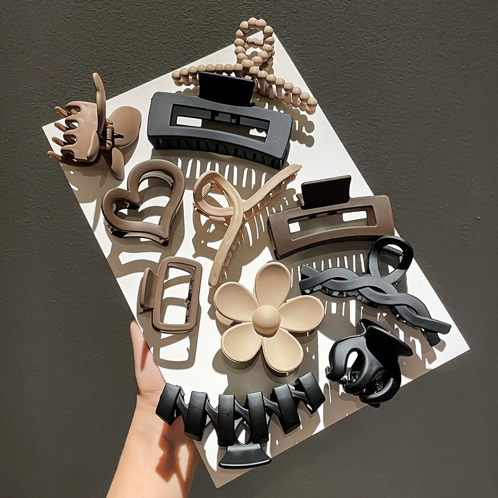 11pcs Women's High-end Frosted Clip Set Women's Back Head Hair Shark Clip Headwear Valentine's Day Hair Accessories 2025