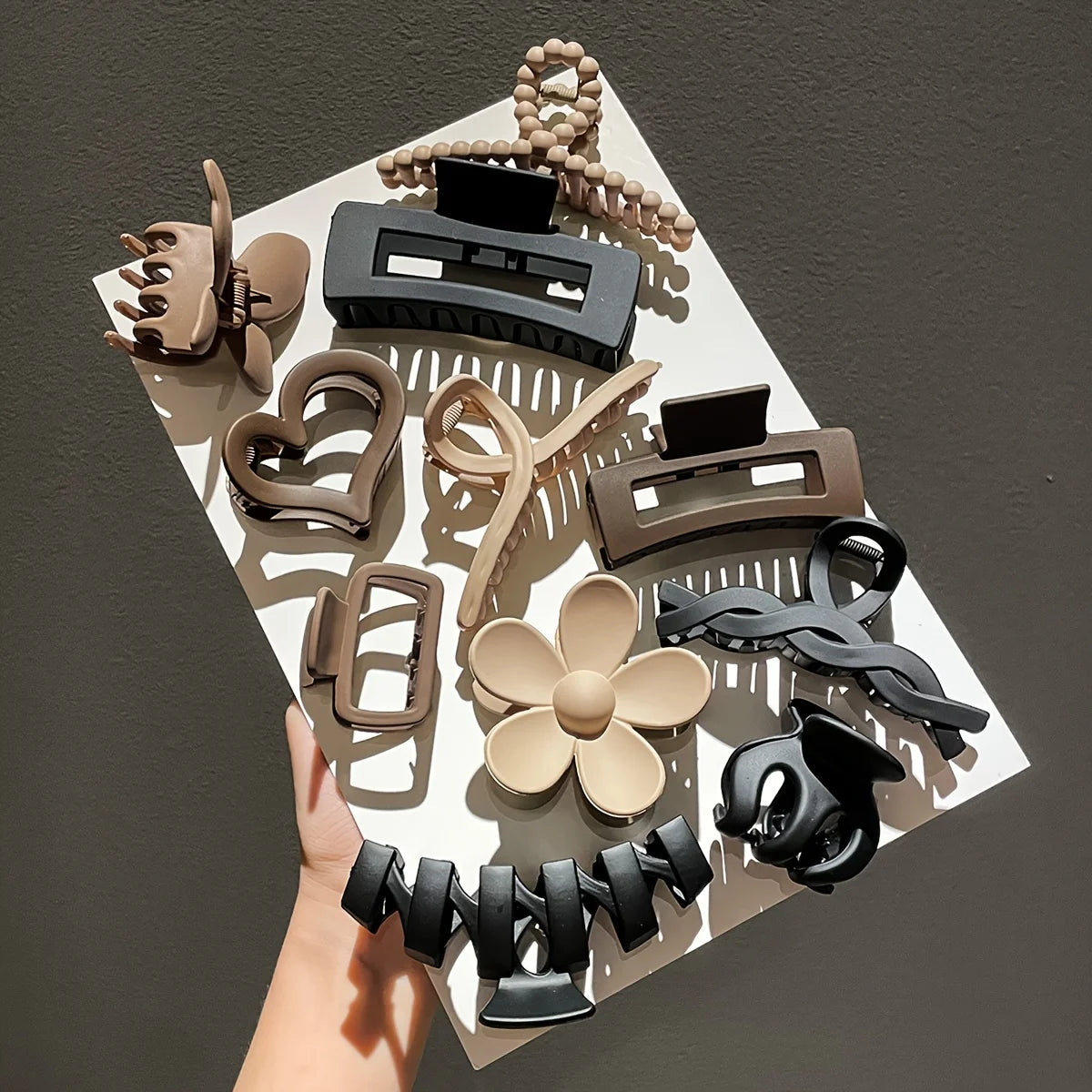 11pcs Women's High-end Frosted Clip Set Women's Back Head Hair Shark Clip Headwear Valentine's Day Hair Accessories 2025