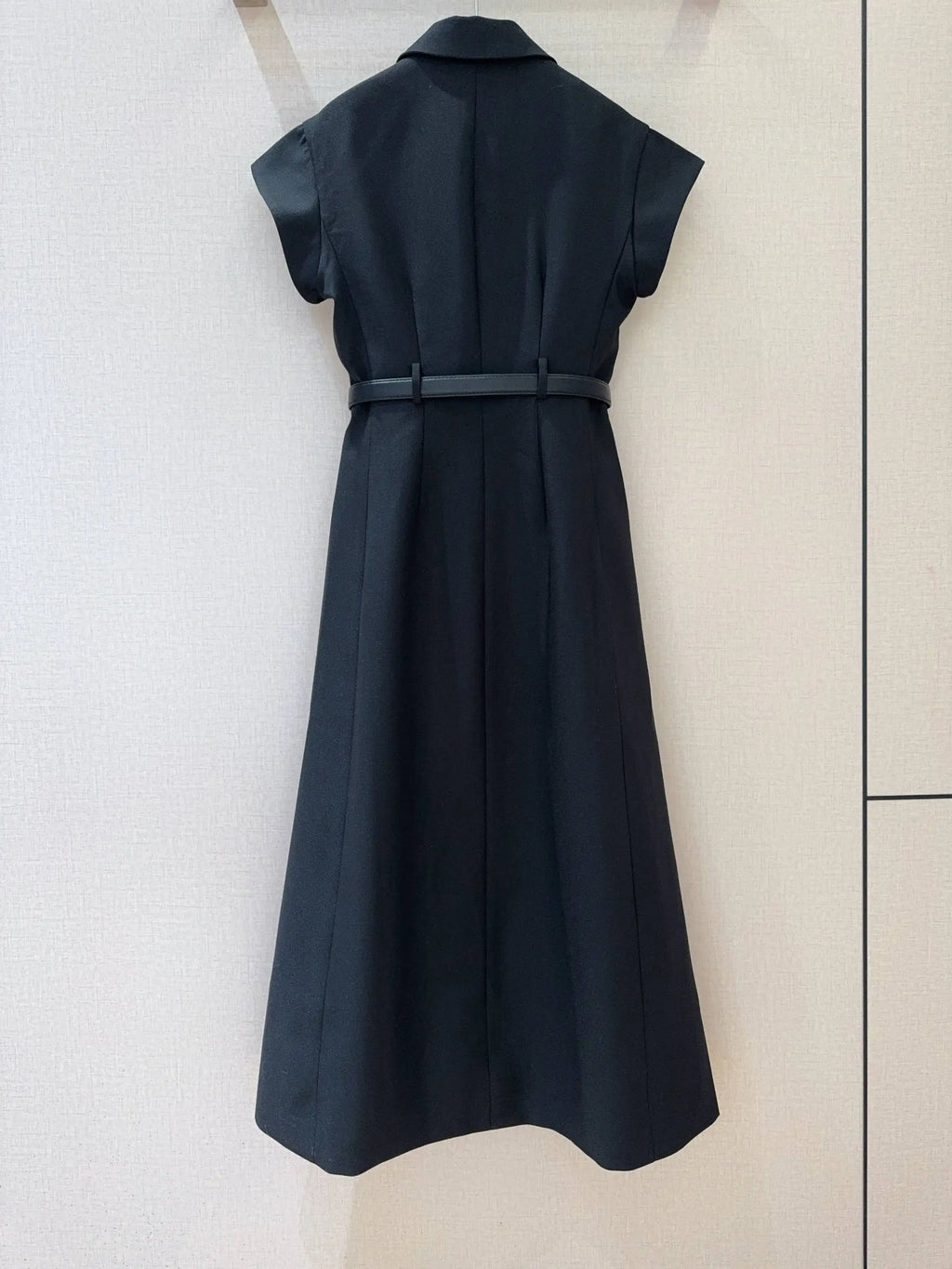 JO-25 Autumn/Winter Elegant and Simple Solid Color Suit Dress, Double-Breasted Lapel Short-Sleeve Commuter Dress with Belt