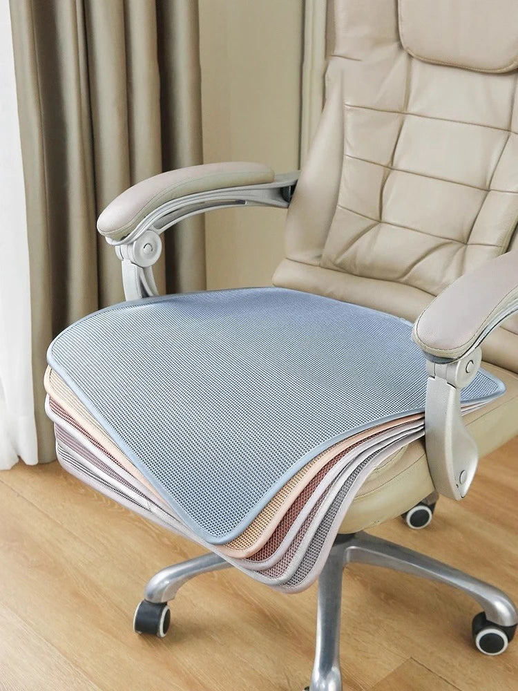 Solid Color Ice Silk Seat Cushion Summer Universal Non-slip Chair Cushion Cool Feeling Breathable Pad for Living Room Home