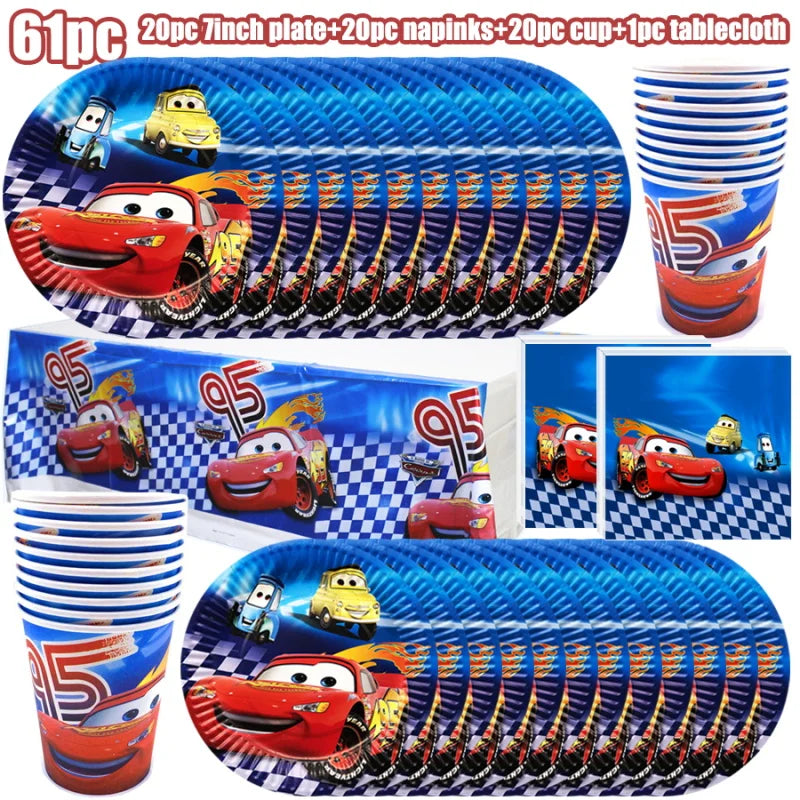 Disney Cars Birthday Decoration Cartoon Lightning Mcqueen Party Paper Plates Napkins Cups Balloon Event Supplies Baby Shower Kid