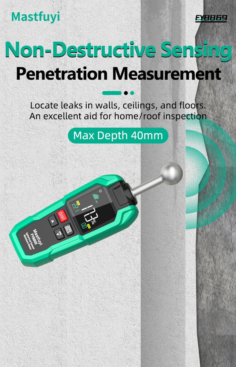 MASTFUYI Pinless Moisture Meter, Water Leak Finder, Non-Invasive Ball Sensor for Wood, Drywall, Flooring in Homes & RVs