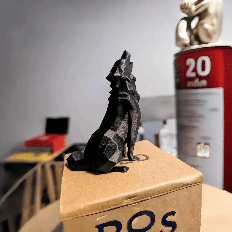 Modern Abstract Geometric Wolf Sculpture - 3D Printed Plastic Statue, For Home & Office Decor, Indoor & Outdoor Use