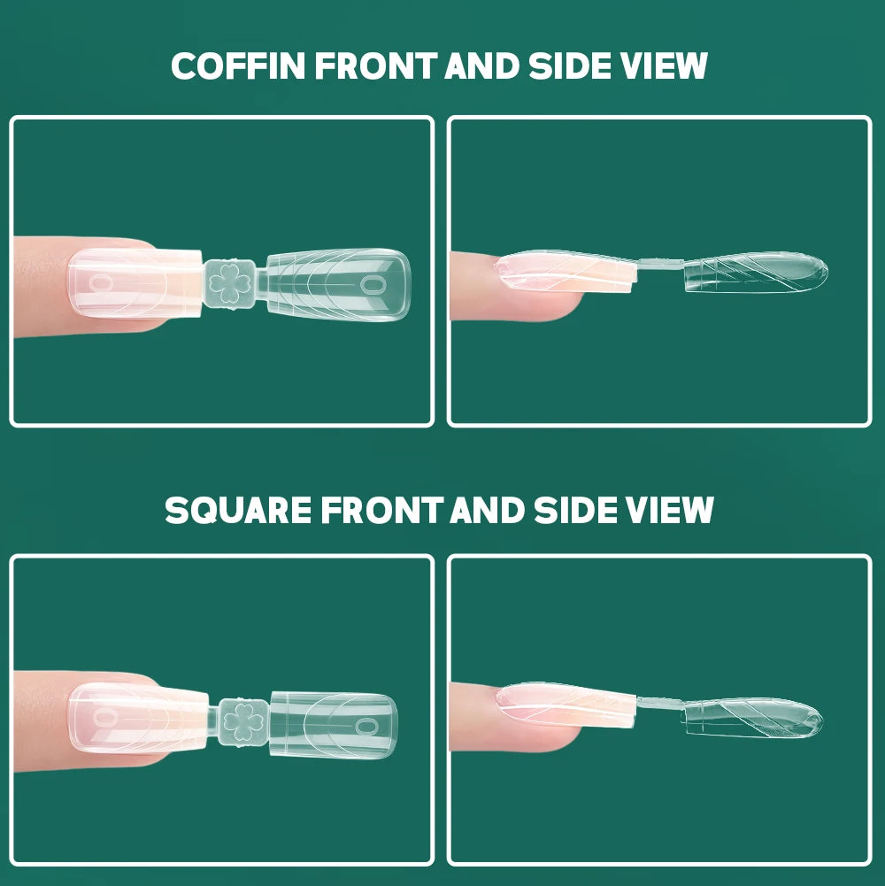 Nailpop 150pcs Dual Nail Forms Square Coffin Reusable Extension Molds Gel Builder Tips 15 Sizes Double Ended Pro Salon Nail Art