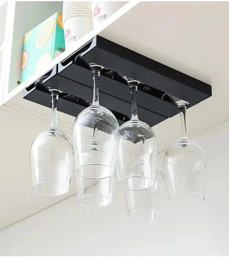 Kitchen Cabinet Free Punching Holder Wine Glass Rack Multi-Function Goblet Classification up Organizer Hanging Holder Shelf