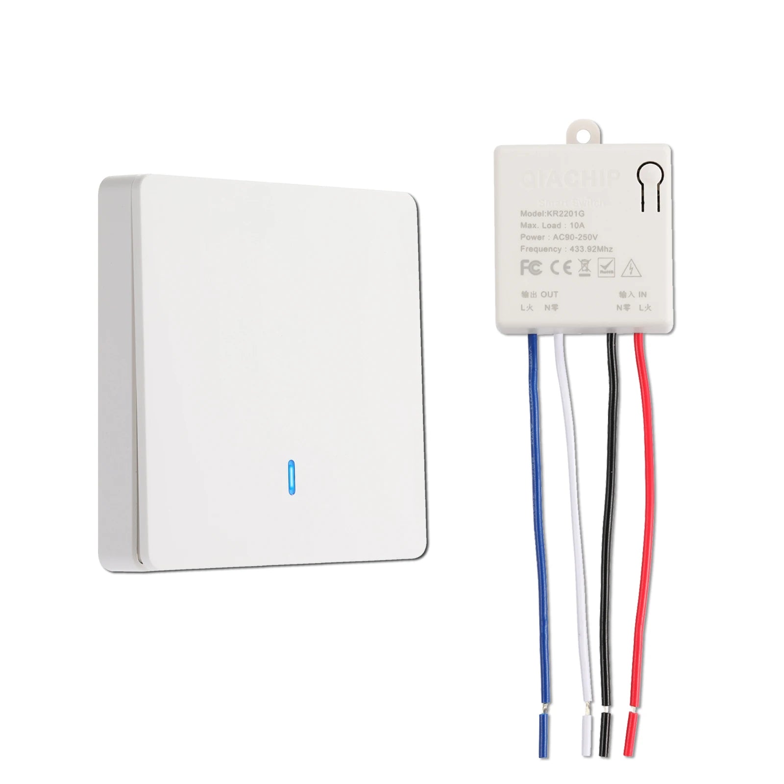 QIACHIP Wireless Smart Switch Light RF 433Mhz Wall Panel Switch with Remote Control Mini Relay Receiver 220V Led Light Lamp Fan