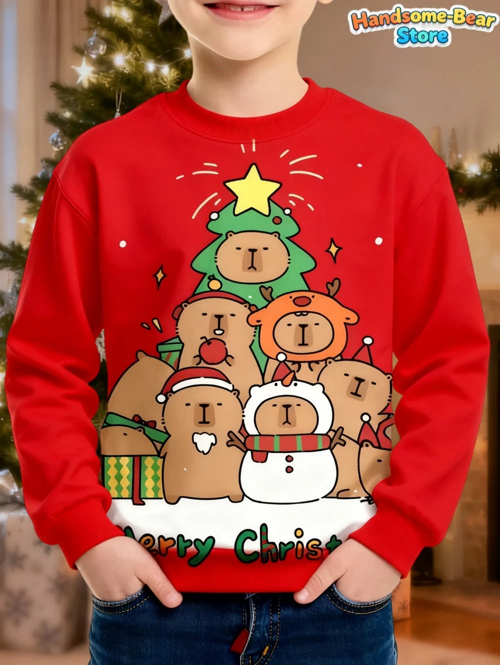 Children's Hoodies Santa Claus Christmas Print Girl Clothes Cute Cartoon Pullover Sweatshirt Casual Loose Children's Clothing