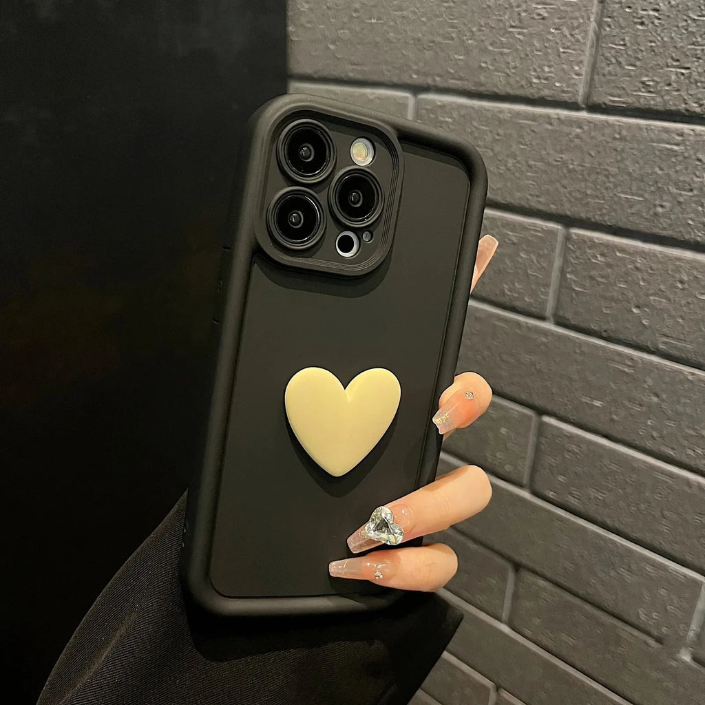 Luxury Cute 3D Love Heart Silicone Phone Case For iPhone 17Air 17 16 15 13 12 11 14 Pro Max X XR XS Shockproof Candy Back Cover
