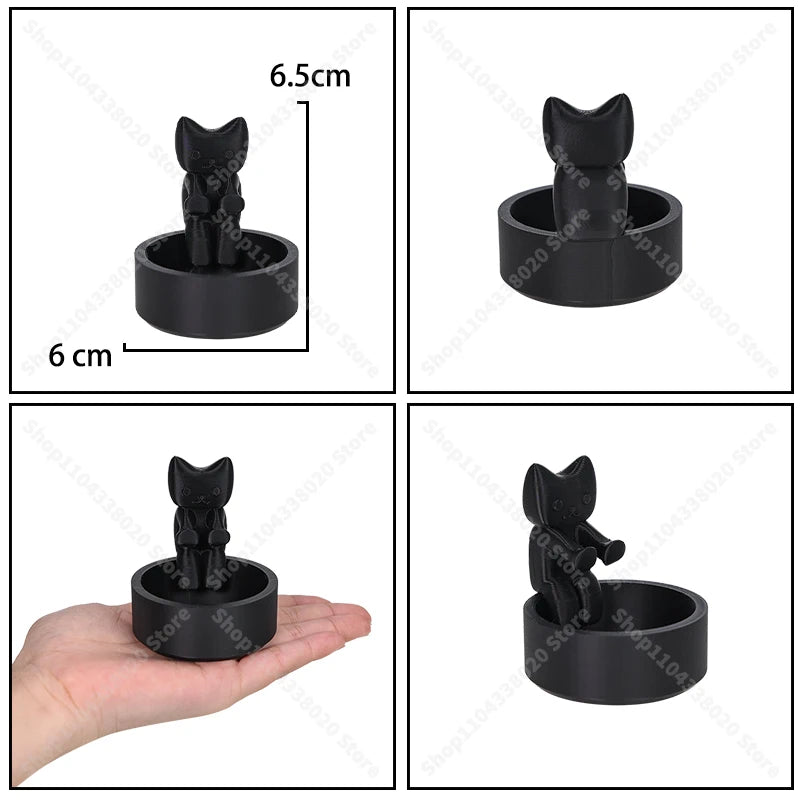 Cute Cat Candle Holder Decor 6.5cm Sitting Kitten Warmer Sculpture, Safe Plastic for Home Decoration
