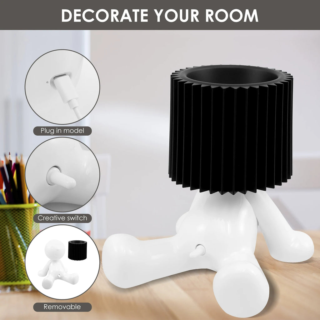 Creative Table Book Light Little Naughty Boy Night Light Shy Man Lamp Children Home Room Bedside Desk Decor Valentine's Day Gift