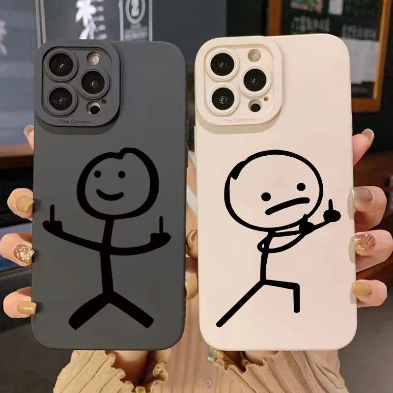 Cute Cartoon Matchman Matte Silicone Phone Case For iPhone 16 11 12 13 14 15 17 Pro Max XR XS X 7 8 Plus SE2 16E Soft Back Cover