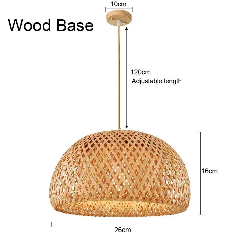 Bamboo Hanging Lamp Pendant Ceiling Light Rattan Wicker Lustre Hand Knit Braiding Suspended Home Dining люстра потол