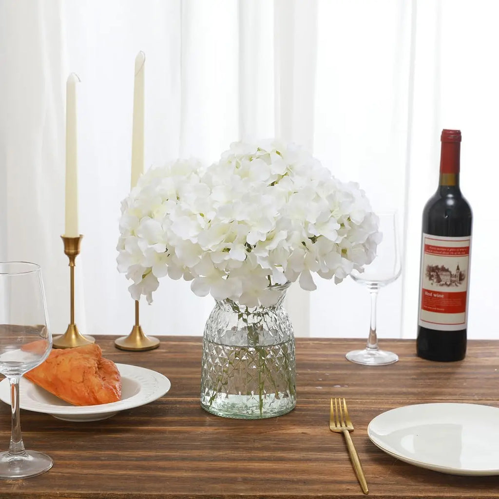 6PCS Artificial Hydrangea Flowers with Stem Fake Hydrangea Flower DIY Floral Wedding Centerpieces Home Party Table Decoration