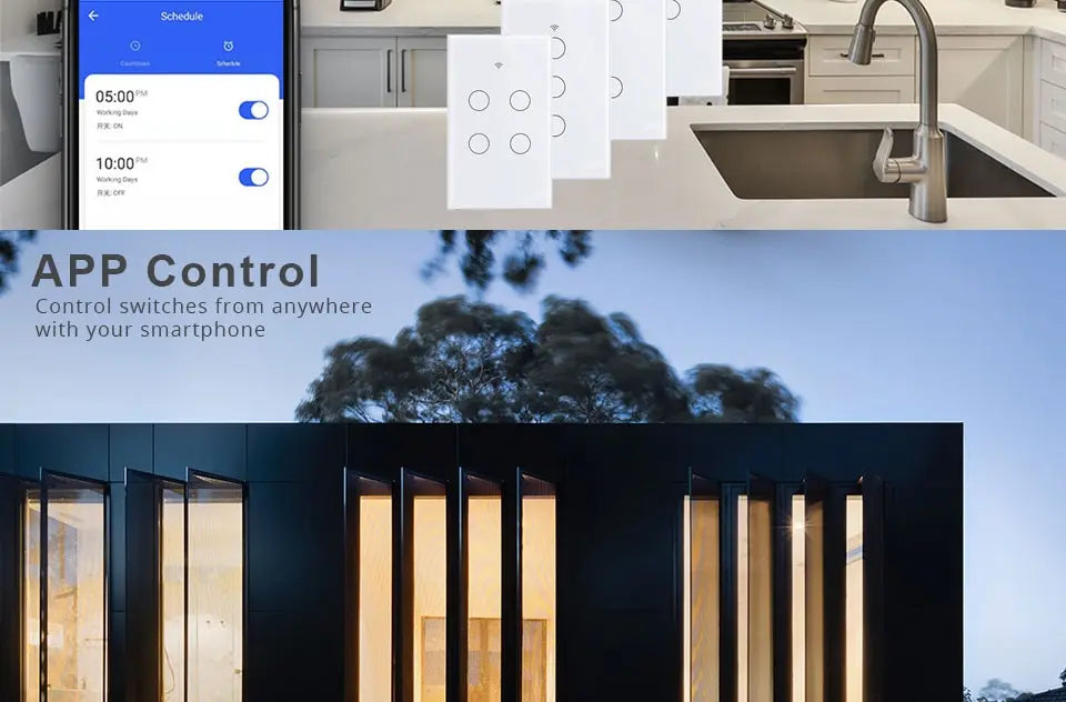 Tuya WiFi Smart Light Switch US Standard Work With Alexa Google Home Wall Touch Switch 110V 220V RF433Mhz Remote 1 2 3 4 Gang