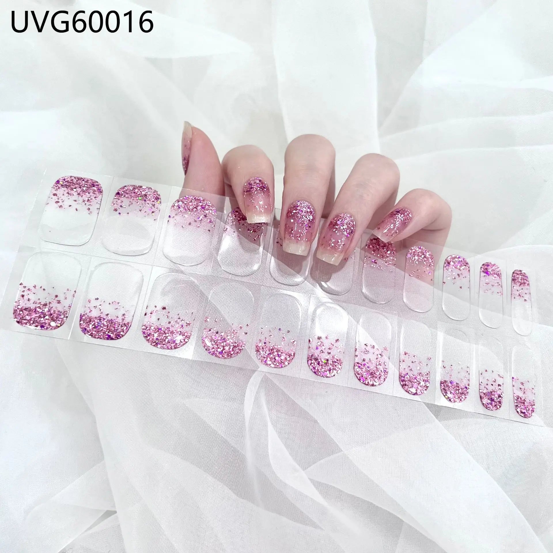 20/22tipsChristmas Semi Cured Nail Sticker UV Led Lamp Semi Cured Gel Design Nail Decals Waterproof Nail Stickers Nail Manicure