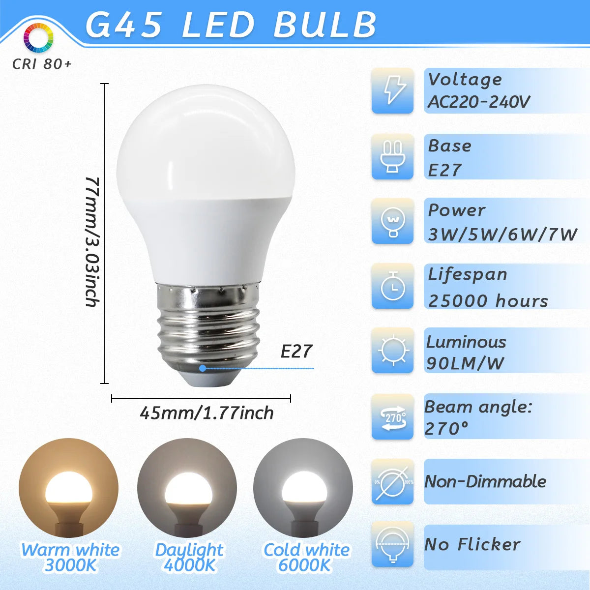 10PCS/LOT LED Candle Light Mini Bulb C37 G45 AC220V E14 E27 B22 Head Light Flicker-free 3W-7W Suitable for Home Study Lighting