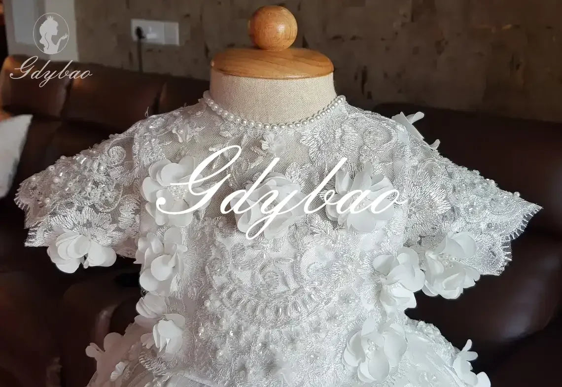 Luxury Baptism Dress Baby Girls Robe Lace Christening Gown With Bonnet Off White Ivory Custom Made New 2025 Customized