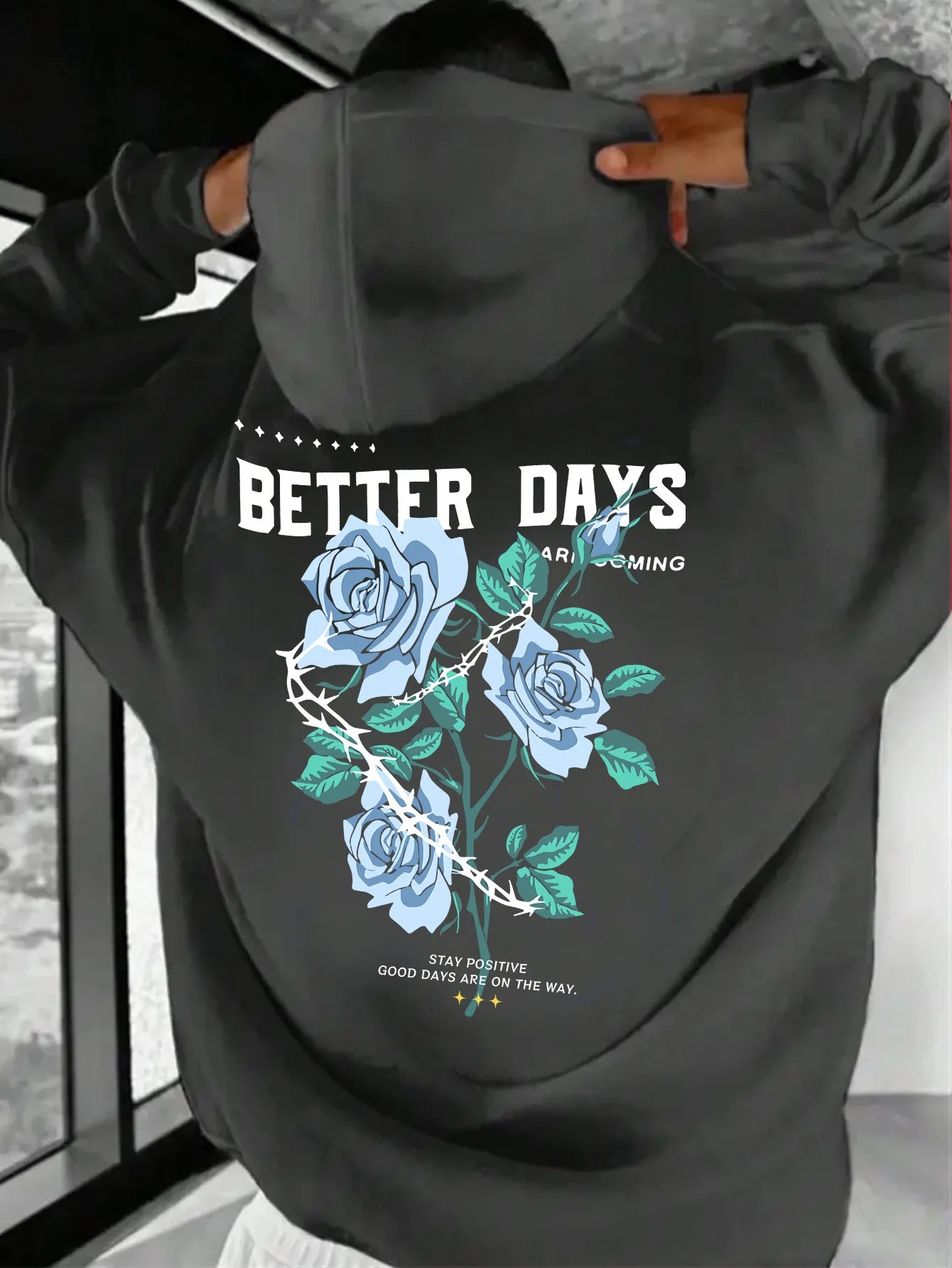 BETTER DAYS fashionable print MenS casual And Cozy Hoodies Trendy Long Sleeve Hooded Sweatshirt Casual versatile Top For Autumn