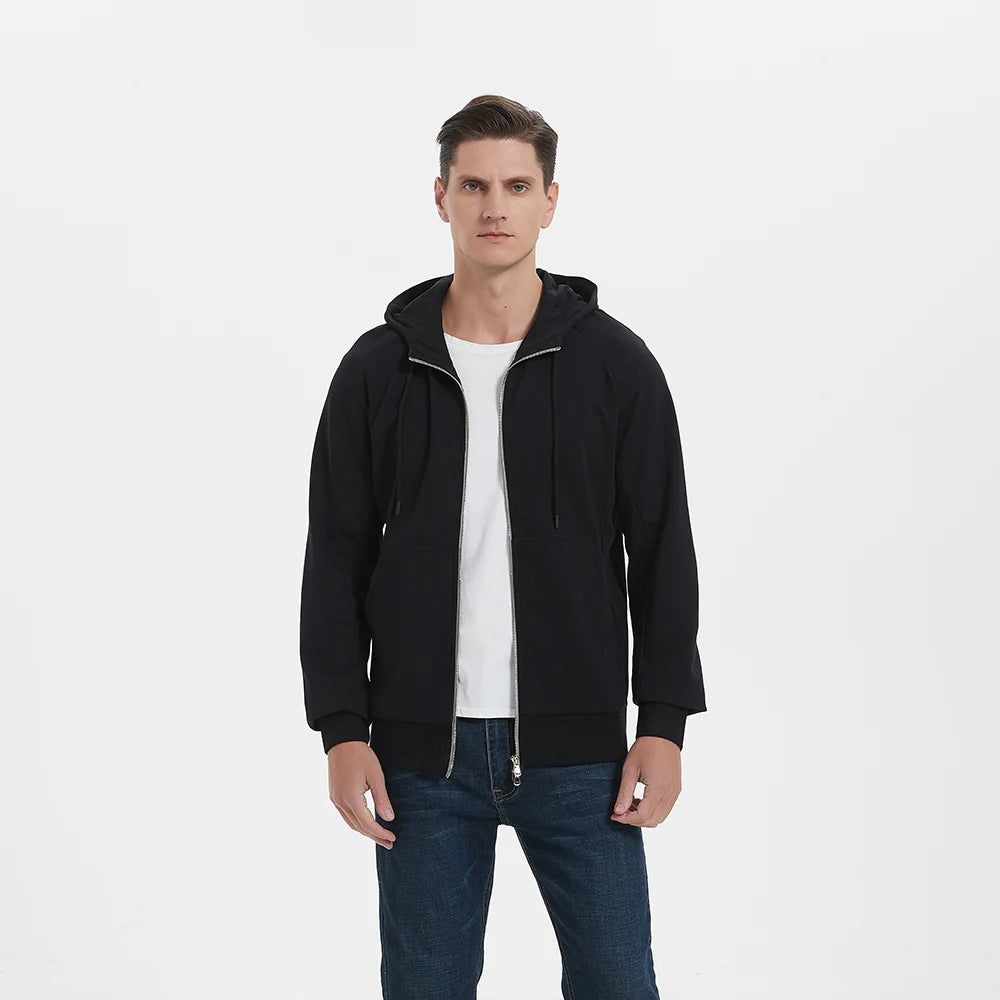 UrGarding RFID Blocking EMF High Protection Anti-radiation Shielding Silver Cotton Zipper-up Hoodie /Color Black