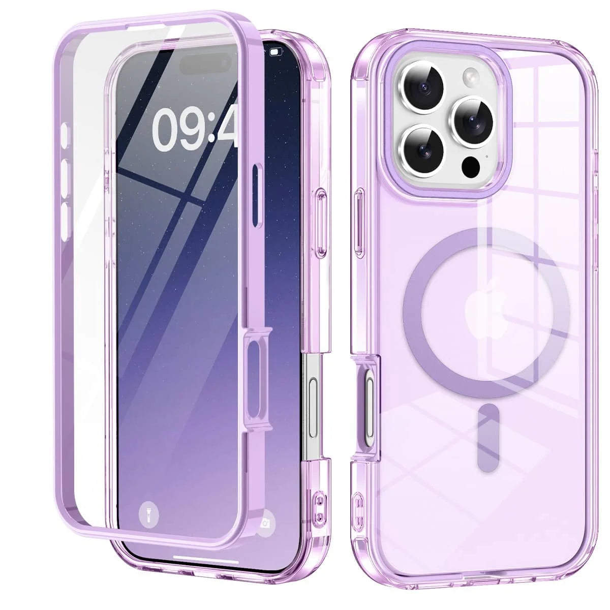 For iPhone 17/16e/15/14/13/12/11 Pro Max/Air Full Body Shockproof Case with Magnetic Built-in Screen Protector Transparent