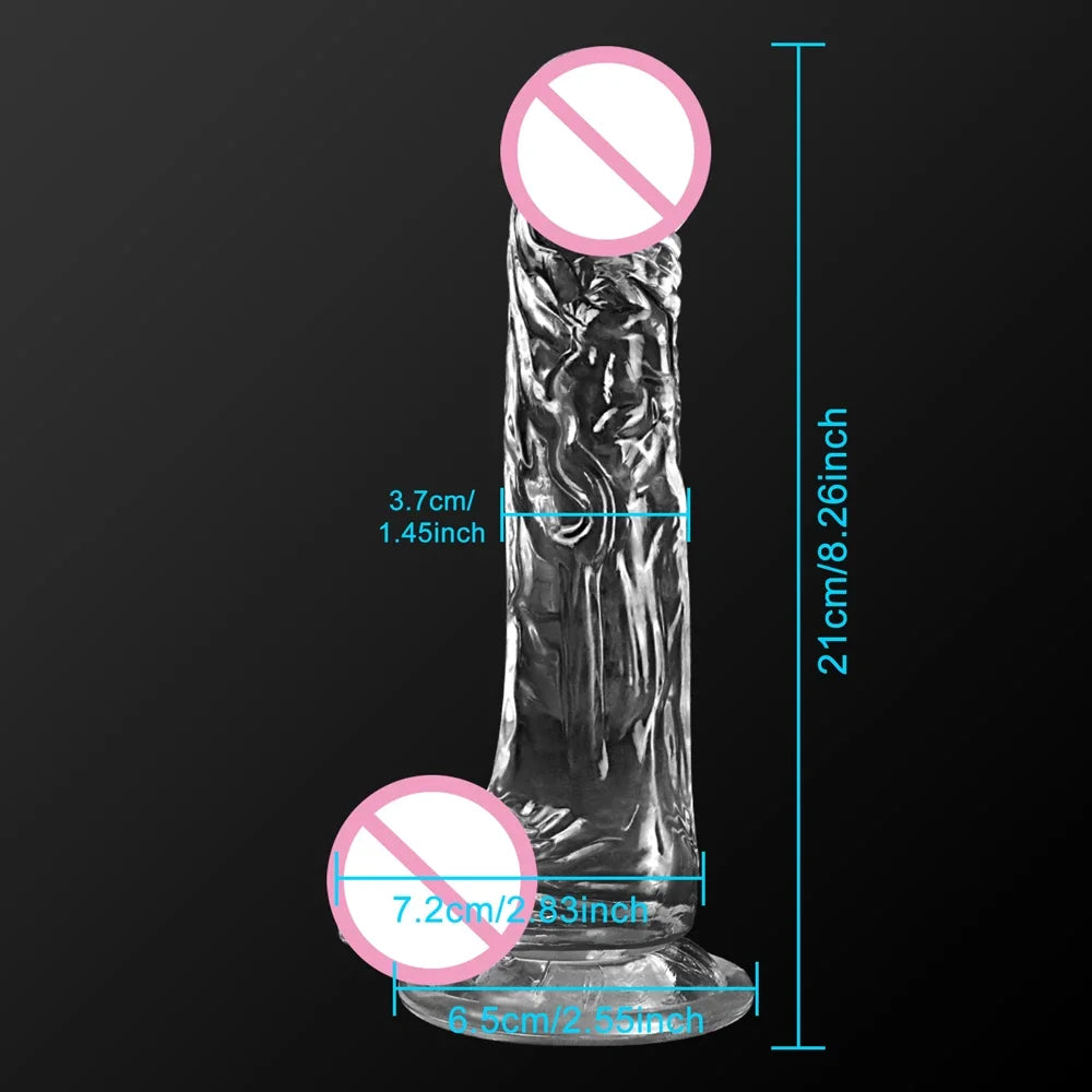 4 Sizes Transparent  Soft Jelly Dildo Realistic Fake Dick Penis Sucker Butt Plug Sex Toys for Woman Men Vagina Anal Sex Toys
