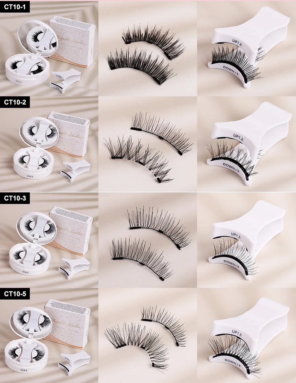 Magnetic Fake Eyelashes Set Reusable 3D Glue-free Waterproof Natural False Eyelashes With Travel-friendly Applicator
