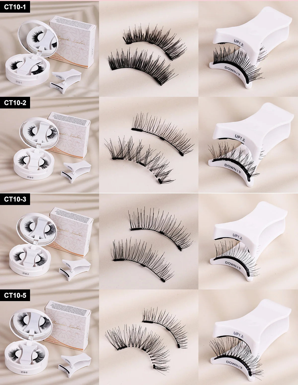 Magnetic Fake Eyelashes Set Reusable 3D Glue-free Waterproof Natural False Eyelashes With Travel-friendly Applicator