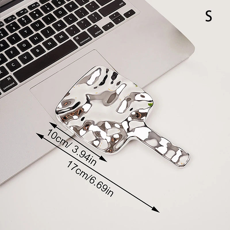 Square Handheld Makeup Mirror Liquid Shape Vanity Mirror With Handle Hand Mirror Spa Salon Compact Mirrors For Eyelash Extension