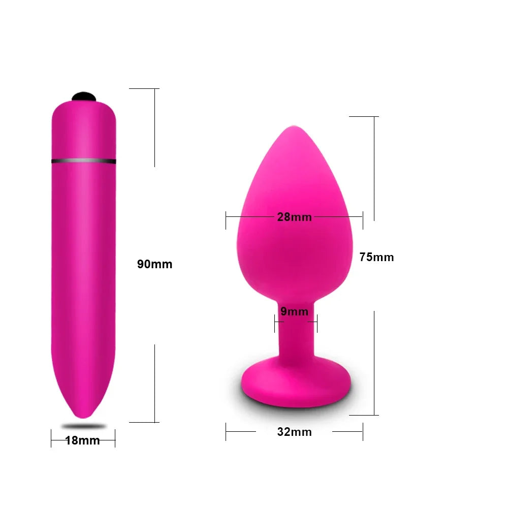 4pcs Soft Silicone Anal Plug Mini Erotic Bullet Vibrator Butt Plug Sex Toy for Men Women Gay Couples Anal Prostate Stimulator