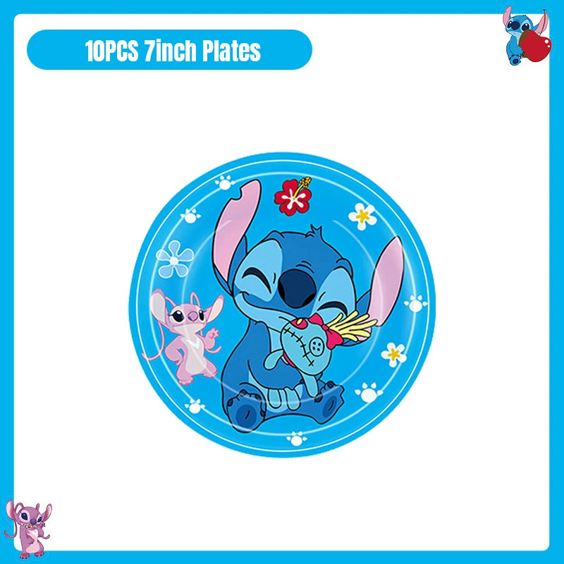 Disney Stitch Birthday Party Decoration Tableware Balloon Cup Plate Banner Backdrop Lilo And Stitch Theme Party Supplies Favors