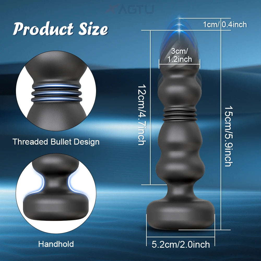 Thrusting Butt Plug Vibrator Anal Beads Male Prostate Massager Telescopic Vibrating Anal Plug Stimulator Sex Toys for Women Men