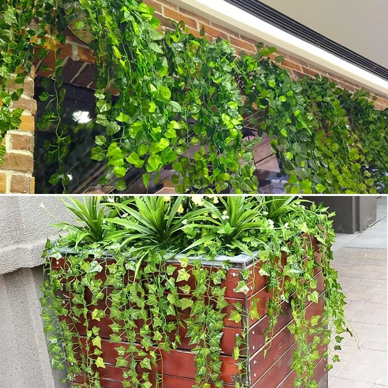 120/2m Artificial Ivy Leaf Rattan Creeper Leaves Vine Hanging Garland DIY Fake Flower Plant Garden Wedding Party Home Decoration