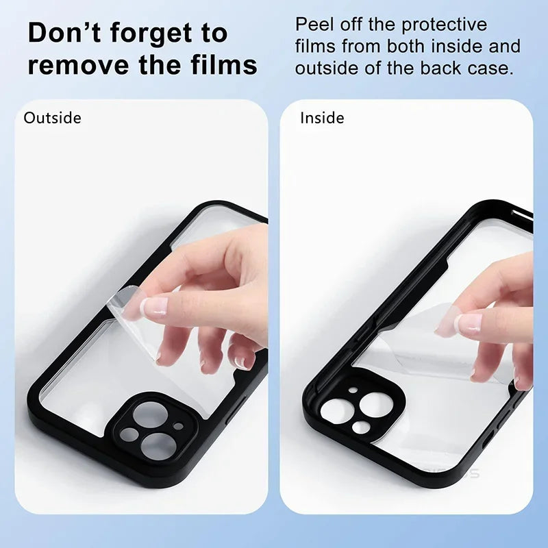 360 Full Body Protection Case For iPhone 15 14 13 12 11 Pro Max Front Screen Shockproof Cover iPhone X XR SE 2020 case