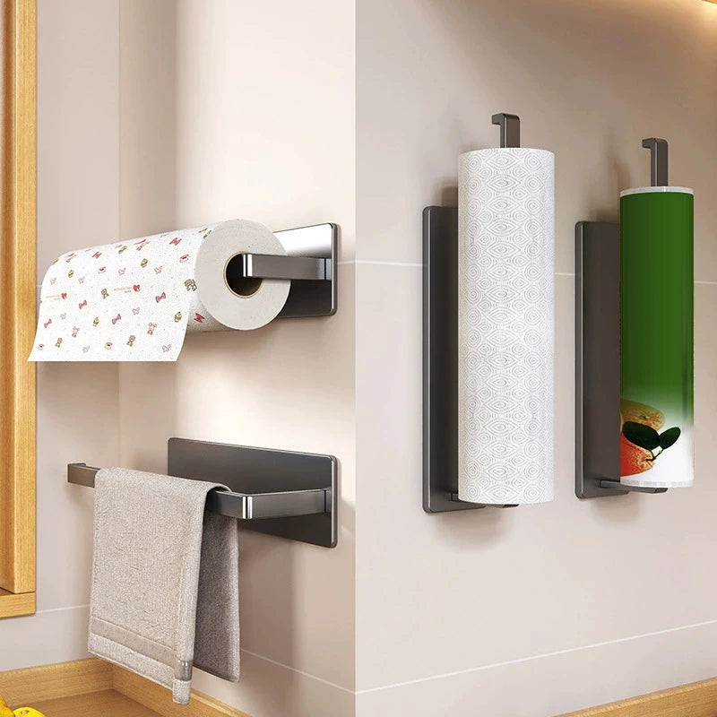 ♥Kitchen Magnetic Paper Towel Holder，No-drill Cabinet Paper Roll Rack And Storage Shelf