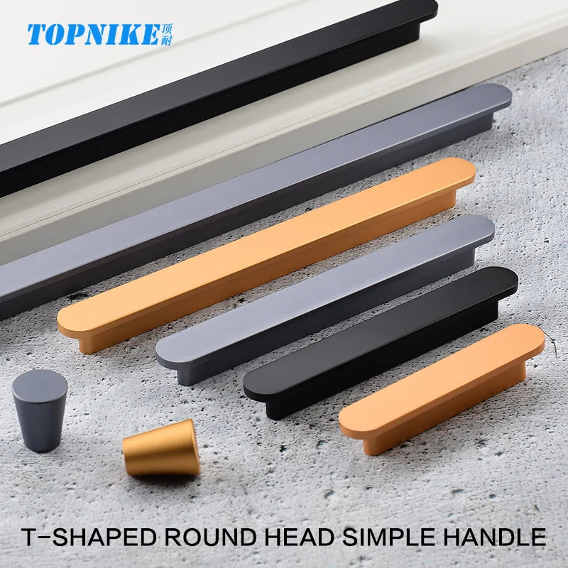 Modern style wardrobe cabinet bathroom cabinet black pulls drawer handles furniture cupboard aluminum alloy handle