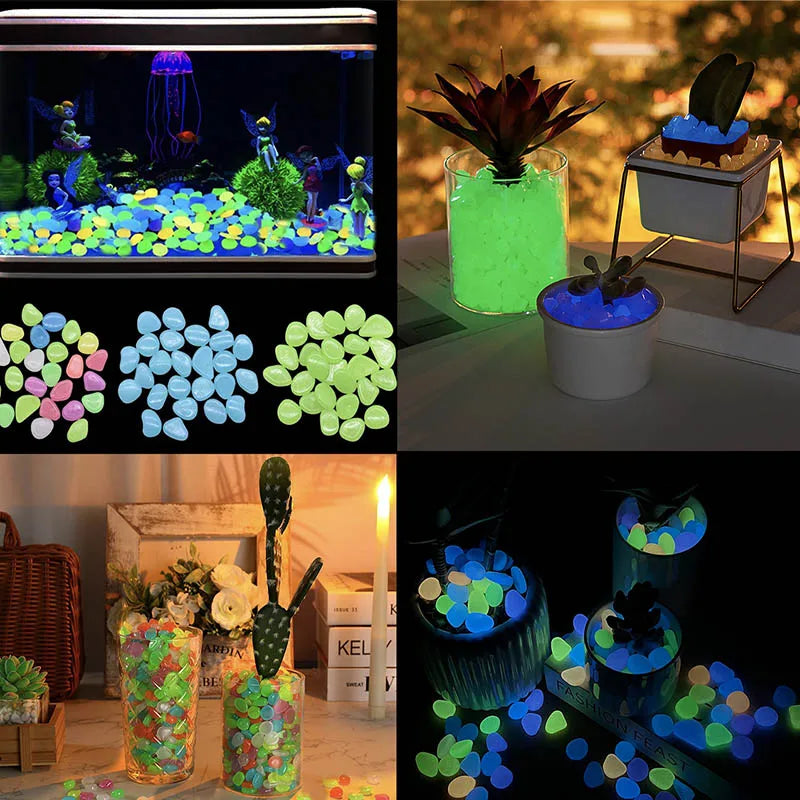 100-1000pcs Glow In The Dark Pebbles, Resin Luminous Stones For Landscape, Garden Paths, Potted Plants, Parks, Aquarium Decor