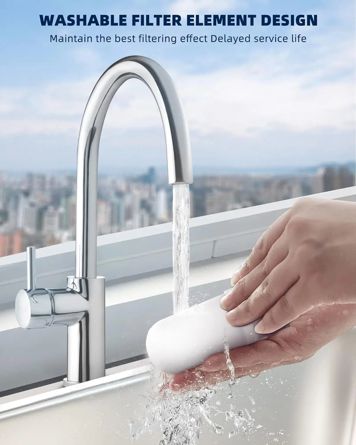 Vortopt Transparent Faucet Water Filter 400 Gallons Tap Water Purifier for Kitchen Filtro Osmose Filtration System Treatment