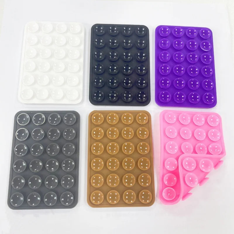 Multifunctional Silicone Suction Pad Phone Fixture Suction Cup Backed Adhesive Rubber Sucker Pad Fixed Pad 24Square Suction Cups