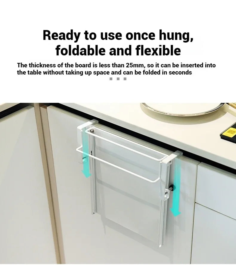 Foldable Countertop Shelf - Carbon Steel Cabinet Door Organizer with Multi-Functional Board - Space Saving Kitchen & Home Storag