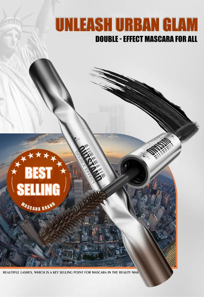 Dual-Ended Mascara - Black&Brown 2-in-1 Dual-Color Mascara Volumizing Curling Waterproof Long-Lasting Lash Cosmetic All-Day Wear