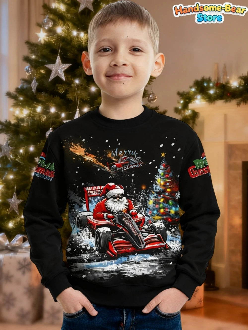 Children's Hoodies Santa Claus Christmas Print Girl Clothes Cute Cartoon Pullover Sweatshirt Casual Loose Children's Clothing