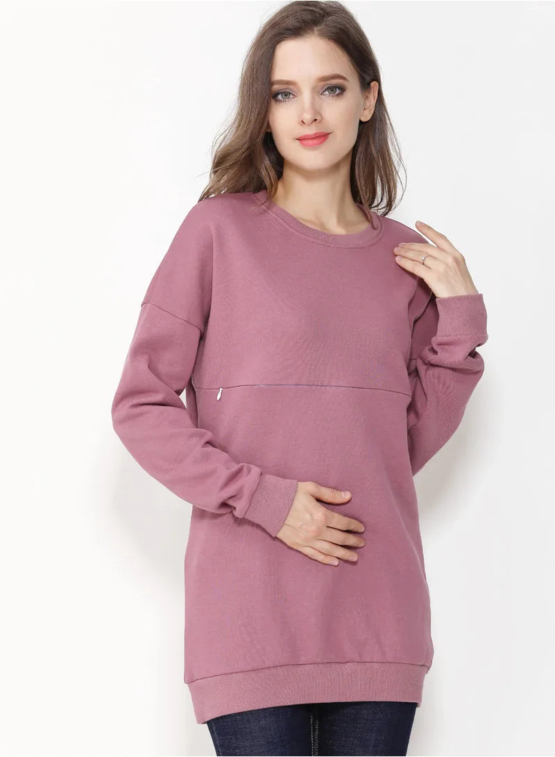 Big Size Autumn Winter Maternity Clothes Hoodies Cotton Long Sleeve Nursing Top Breastfeeding Clothes Sweater for Pregnant Women