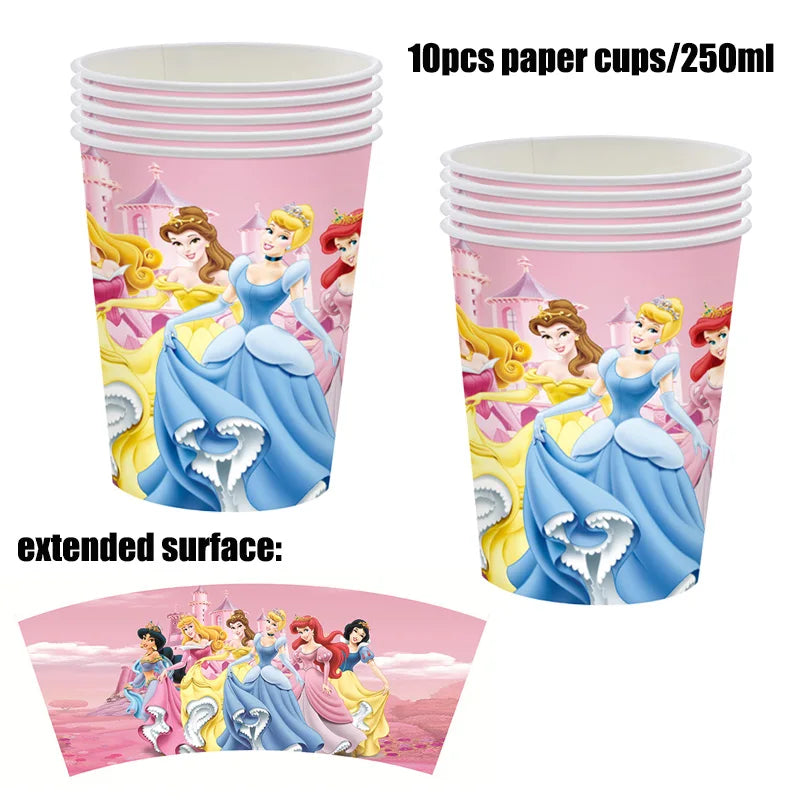 Disney Princess Birthday Party Decorations Girls Child Deco Disney Princess Birthday Plate Napkins Cups Tableware Supplies Setup