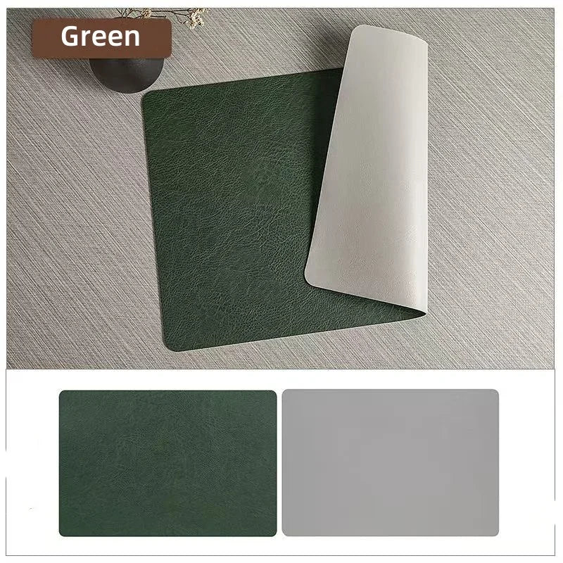 Colors Washed Cowhide Pattern PU Leather Placemats,Heat Resistant Kitchen Table Mats,Waterproof Wipeable for Party Decoration