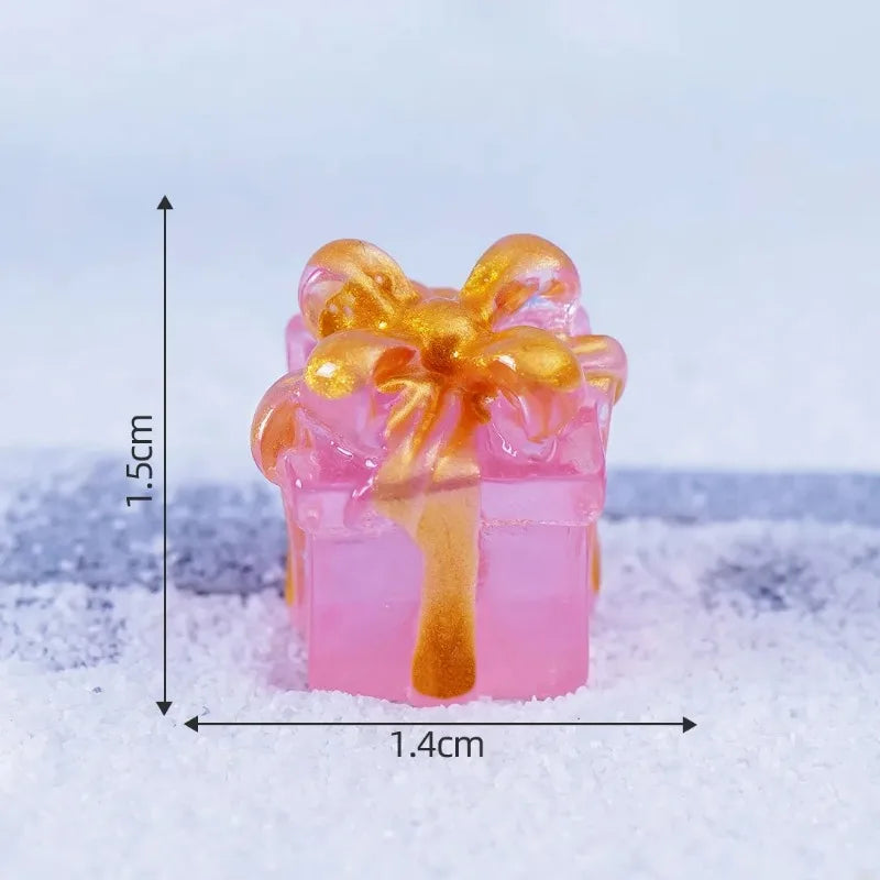 Christmas Luminous Gift Box Figurines DIY Decoration Micro Landscape Xmas Creative Luminous Small Figurines & Miniatures