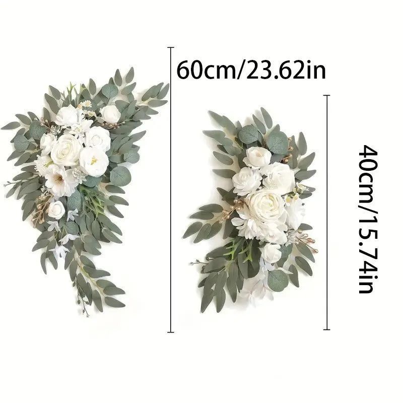 Artificial Wedding Arch Flowers Kit Boho Dusty Rose Blue Eucalyptus Garland Drapes for Wedding Decorations Welcome Sign
