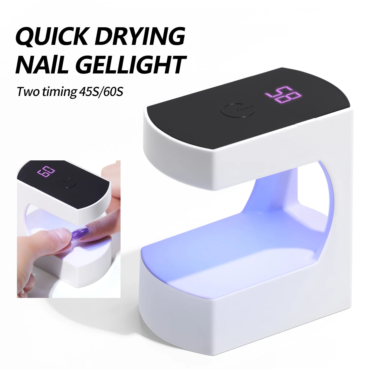 YIKOOLIN Mini LED Nail Lamp with Timer Quick-Dry Light Portable Travel Nail Dryer for Manicure Art DIY Nail Art