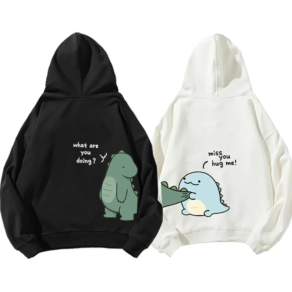 Fashion Cute Men's Rock Ni Shirt Dinosaur Long Printed Hoodie Sweatshirt Hoodie Fashion Casual Harajuku Cartoon Couple Hoodie